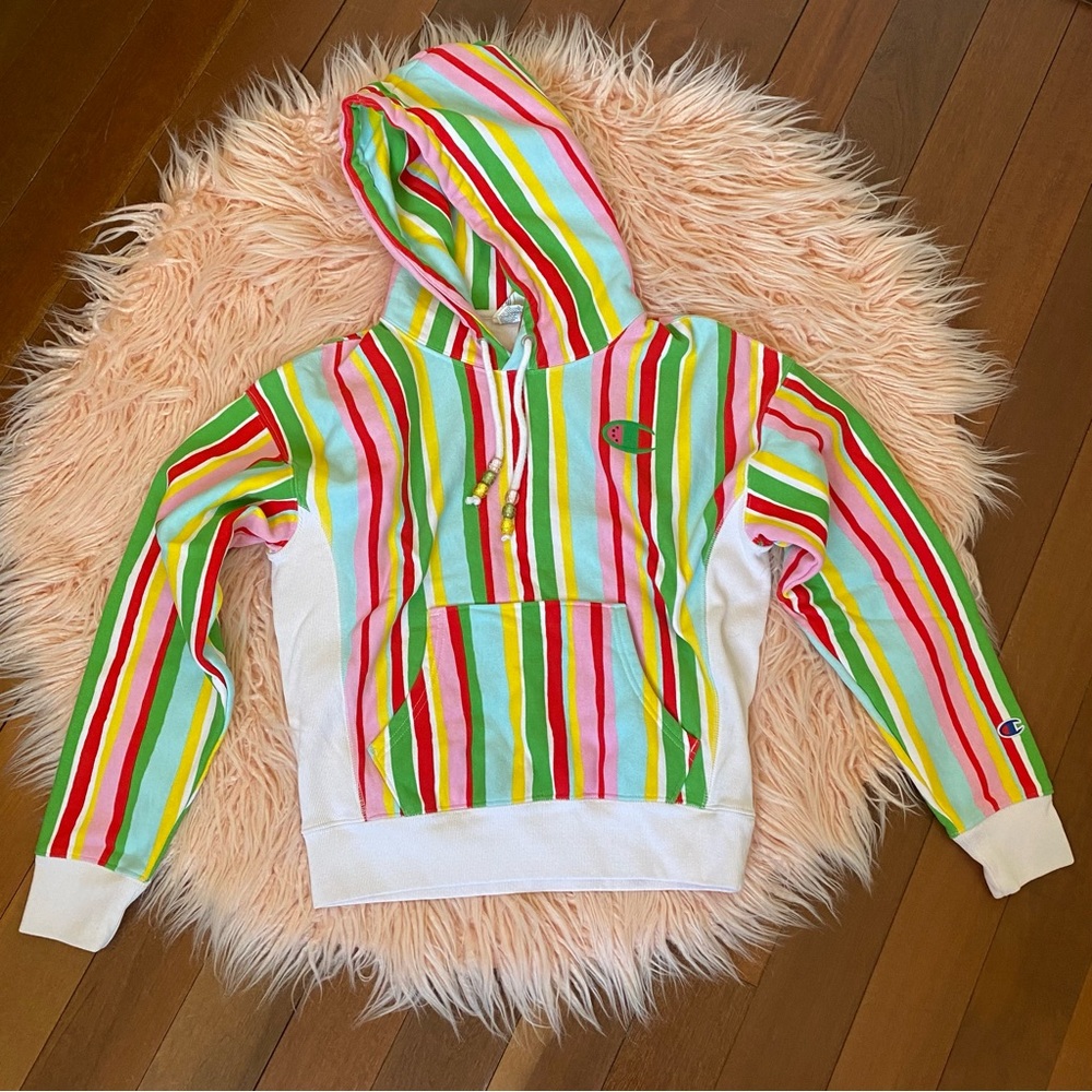 NWOT Champion Reverse Weave Women’s Hoodie Watermelon Stripe
